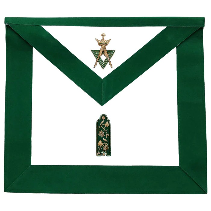 JUNIOR WARDEN ALLIED MASONIC DEGREES APRON GREEN VELVET