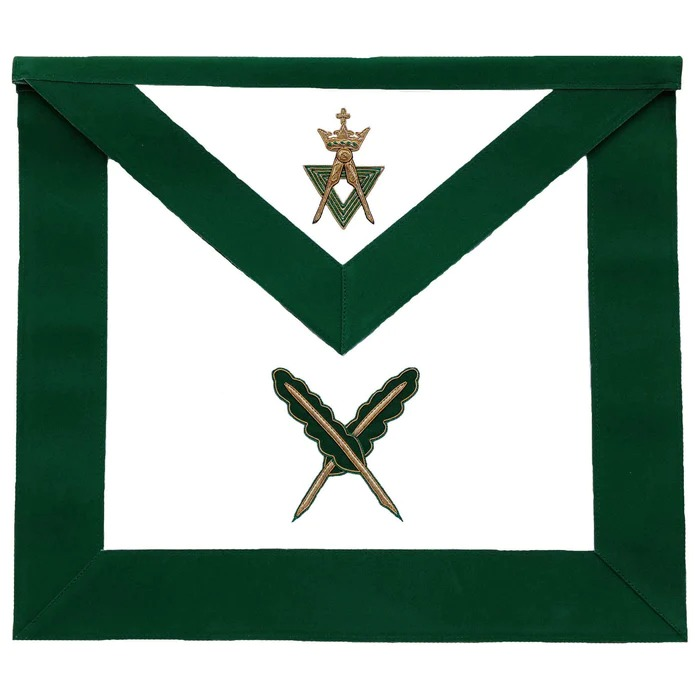 SECRETARY ALLIED MASONIC DEGREES APRON GREEN VELVET